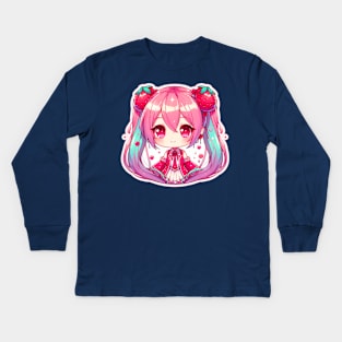 Hatsune Miku strawberry Kids Long Sleeve T-Shirt